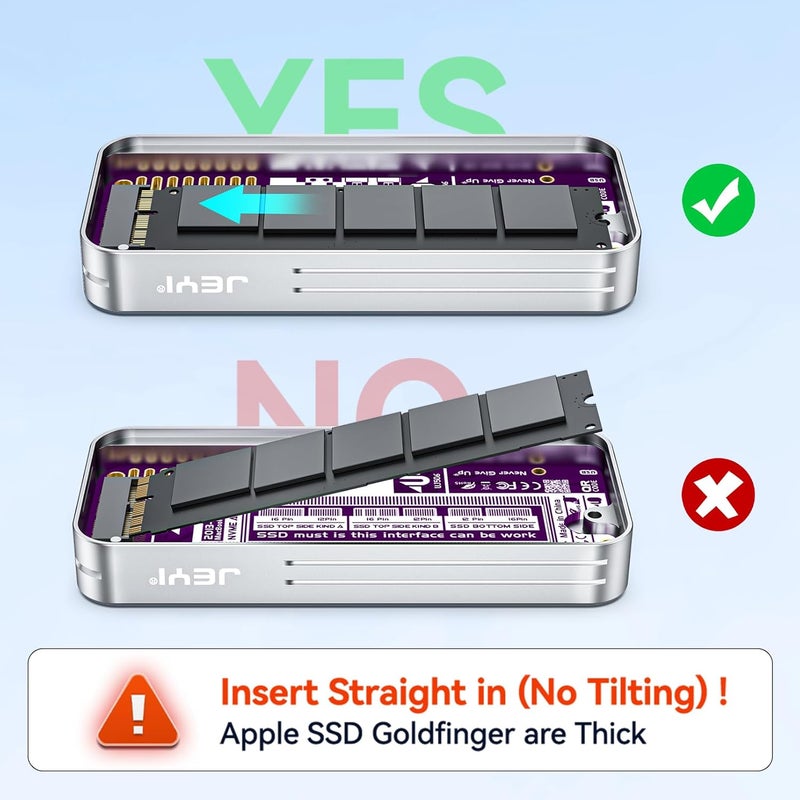JEYI حافظة SSD لجهاز MacBook 2013-2017، USB-C 3.2 20Gbps، حافظة SSD خارجية، تبريد من سبائك الألمنيوم، متوافقة مع MacBook Air/Pro SSD 12+16 دبوس (SSD غير مدرج) - Image 5